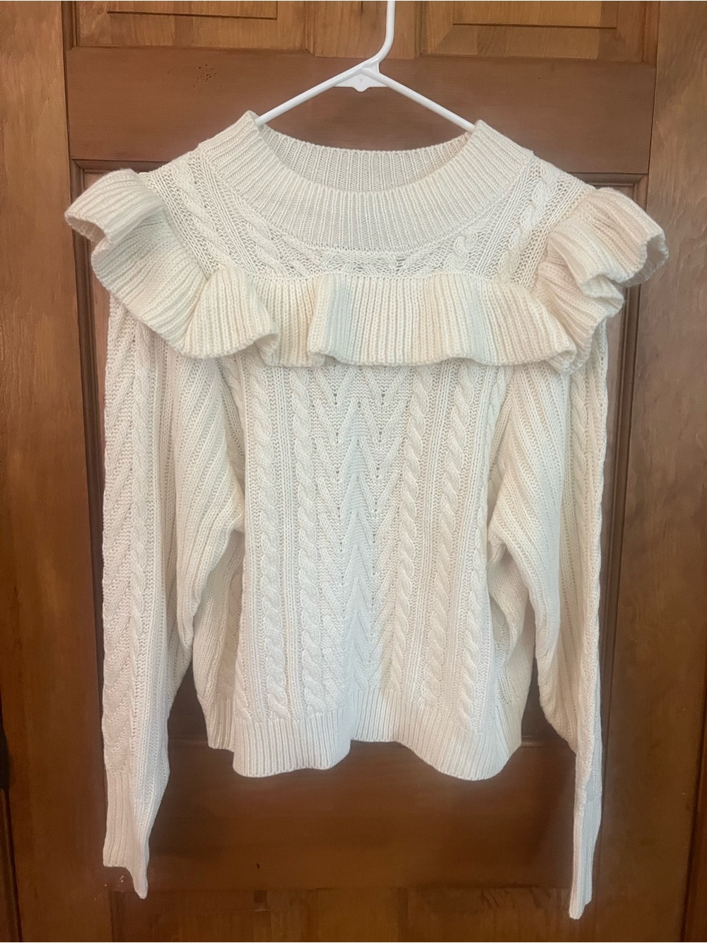 Studio 19 Cable Knit Ruffle Sweater - Picture 2 of 8